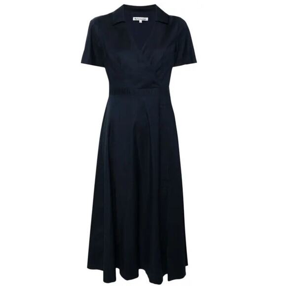NWT Reformation ISADORA navy blue midi length short sleeve full wrap Size 10 - Picture 3 of 15